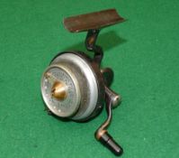 REEL: Fine Illingworth No.3 bronze threadline reel, series JM2, No.5451, pigtail pick up, silver rim