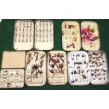 FLY BOXES: (5) Collection of 5 vintage fly boxes comprising Hardy pocket dry fly with 9 hinged lids,