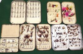 FLY BOXES: (5) Collection of 5 vintage fly boxes comprising Hardy pocket dry fly with 9 hinged lids,