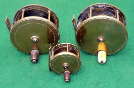REELS: (3) Collection of 3 Charles Farlow Maker, 191 Strand, London all brass fly reels, in sizes
