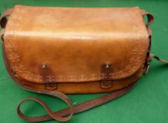 ACCESSORY: Unusual steel framed leather Canadian? Style anglers creel or tackle bag, saddle type