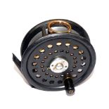 REEL: JJS Walker Bampton 3 7/8" alloy fly reel, copper O ring line guide, 2 screw latch, rim tension