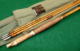 ROD: Fine Hardy The Hollolight 9' 3 piece plus correct spare tip trout fly rod, No.H39601C, in