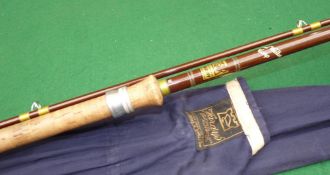 ROD: Hardy Richard Walker Carp rod, 10' 2 piece brown hollow glass, green whipped guides, 28" shaped