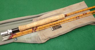 ROD: Hardy The Itchen 9'6" 3 piece with correct spare tip Palakona trout fly rod, No.H57435,