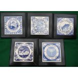 ORIGINAL FRAMED CERAMIC TILES: (5) Two Lakes Fishery, 1977, 1978, 1979, 1980 and 1981, framed