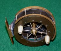 REEL: Fine early ebonite drum Allcock Aerial reel, 3.5" diameter, 6 spoke no tension regulator,