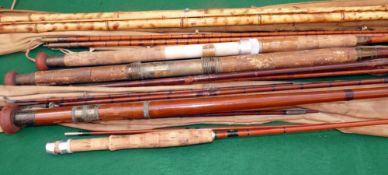 RODS: (5) Five various decorative rods for restoration, makers include Hardy, Carter and Holbrow, in