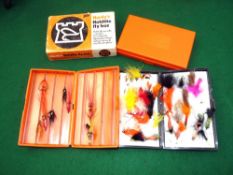FLY BOXES: (3) Set of 3 Hardy plastic fly boxes, 2 x orange Holdtite models, one with outer