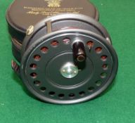 REEL: Hardy St. John 3 7/8" alloy fly reel, in as new condition, 2 screw latch, black handle, rim