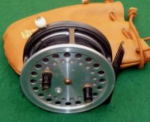 REEL: Hardy Super Silex 4" alloy casting reel in as new condition, twin black handle, white