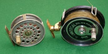 REELS: (2) Universal Patent twisting foot drum spinning reel 4" diameter, line guide, alloy handle