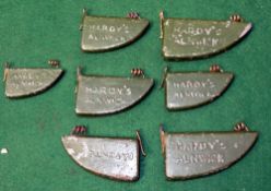 LEAD WEIGHTS: Collection of 7 Hardy vintage Keel Patent leads, 1.75" to 3" long, all stamped "