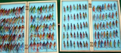 FLIES: Good collection of modern custom tied new steel eyed salmon flies, single/double hooks,