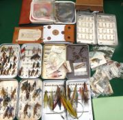 FLIES & BOXES: Good collection of mainly salmon flies comprising single and double hook