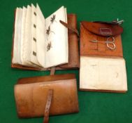 WALLETS: (3) Collection of 3 early pigskin/leather fly/cast wallets, one by Hardy, containing