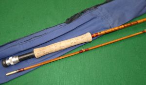 ROD: Falcon of Redditch 8'6" two piece split cane trout fly rod in fine condition, pink lined butt