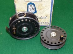 REEL & SPOOL: (2) Hardy The St. George 3.75" alloy fly reel, nickel O ring line guide, 2 screw