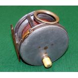 REEL: Rare Hardy Perfect wide drum alloy salmon fly reel, model with 1912 check, stubby white