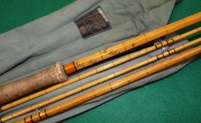 ROD: Fine Hardy The Hollolight 12' 3 piece hollow built cane salmon fly rod with spare tip, No.
