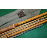 ROD: Fine Hardy The Hollolight 12' 3 piece hollow built cane salmon fly rod with spare tip, No.