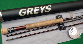ROD: Greys Alnwick Platinum 10' 3 pce carbon trout fly rod, line 7 burgundy blank whipped bronze,