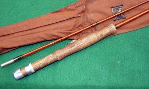 ROD: Rare Hardy The Hotspur 7' 2 piece greenheart trout fly rod, No.G28872, green whipped snake