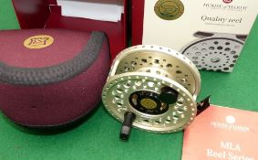 REEL: Hardy MLA 375 limited edition salmon fly reel, No.116, gold anodised finish, backplate check