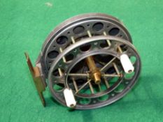 REEL: Fine and rare Allcock double ventilated Aerial alloy reel, 4" diameter with large/small