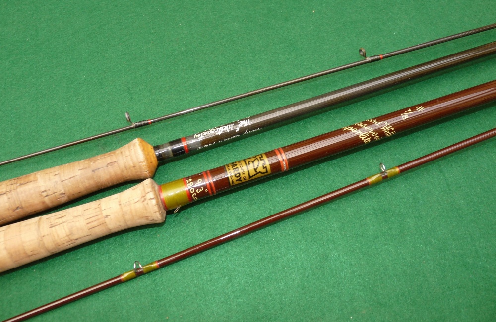 RODS: (2) Hardy Richard Walker Reservoir Superlite 9'3" 2 piece hollow glass trout fly rod, fine