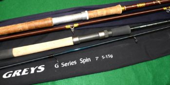 RODS: (2) Greys of Alnwick G Series Spin 7' 2 piece carbon fibre rod, as new condition, lined