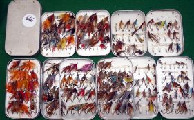 FLY BOXES & FLIES: (Qty) Good collection of mixed salmon flies incl. single, double and treble