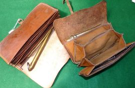 TACKLE WALLETS: (2) Pair of unnamed Allcock pattern leather sea tackle wallets, 9" and 11" wide,