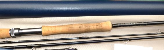 ROD: Thomas & Thomas 3 piece graphite trout fly rod, 10' for 8 weight line, blue blank, snake guides