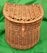 CREEL: Traditional willow half-moon sit-on coarse fisher's creel, standing 14"x12"x15" wide,