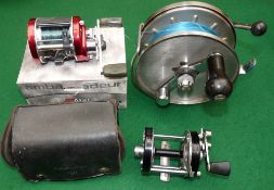 REELS: (3) Abu Ambassadeur 6601 BCX LHW multiplier reel, level wind, star drag and thumb release,