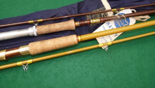 RODS: (3) Hardy Fibalite spinning rod 7/8lb, 8' 6" 2 piece, green whipped guides, cork handle, screw