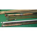 RODS: (2) Hardy combination worming/spinning rod, greenheart and Palakona cane, No.G11252, 3 piece