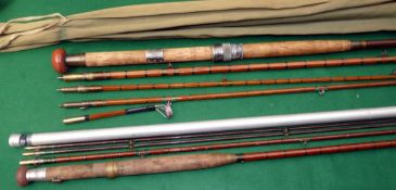 RODS: (2) Hardy combination worming/spinning rod, greenheart and Palakona cane, No.G11252, 3 piece