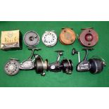 REELS: (8) Collection of various vintage fishing reels incl. a 4" Nottingham spine back with