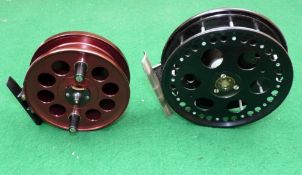 REELS: (2) Browning Rotator 4" burgundy anodised bar stock alloy Centrepin reel, ventilated drum