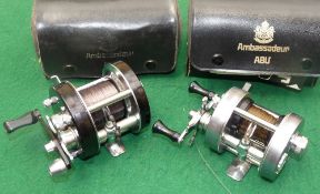 REELS: (2) Abu Ambassadeur 2500C multiplier reel, fine condition, steel blue, foot stamp 751200, 2