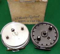 REELS: (2) Hardy Conquest 4" alloy trotting reel with faceplate drag adjuster, twin tapered handles,