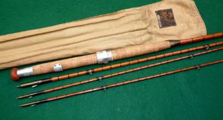 ROD: Hardy The Wye 11' 3 piece Palakona cane fly rod with correct spare tip, NoE40220, burgundy