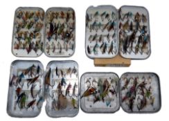 FLY BOXES: (4) Collection of Wheatley alloy fly boxes incl. 2 for Farlow & Allcock, all containing
