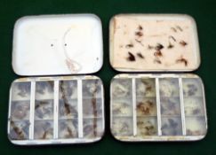 FLY BOXES: (2) Pair of Hardy The All Seen eyed fly boxes, each 5"x3.5", externally fine, cream
