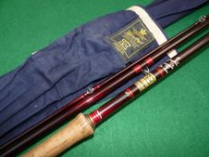 ROD: Hardy Graphite Smuggler De Luxe?? 15'4" 3 piece salmon fly rod, line 10, burgundy blank,