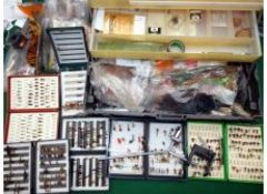 ACCESSORIES: Cantilever box containing fly tying kit, comprising of vice, tools, silks, wools and