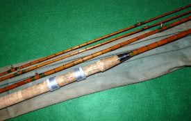ROD: Unnamed 10'2" 3 piece split cane coarse fishing rod with spare tip, green close whipped low