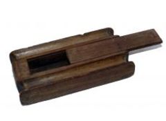 ACCESSORY: Fine early Victorian one piece wood carved line/float winder, 5.25"x2.75", 2 slot